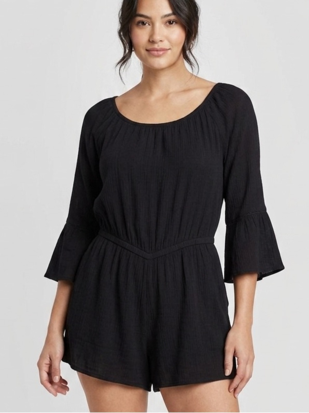 Mudd Black Scoop-Neck Mini Romper